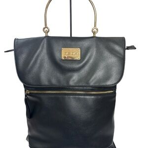 Bebe Women’s Los Angeles Black Backpack with Gold Accents